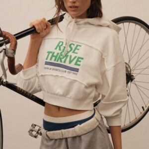 Women's White 'Rise & Thrive' Cropped Hoodie